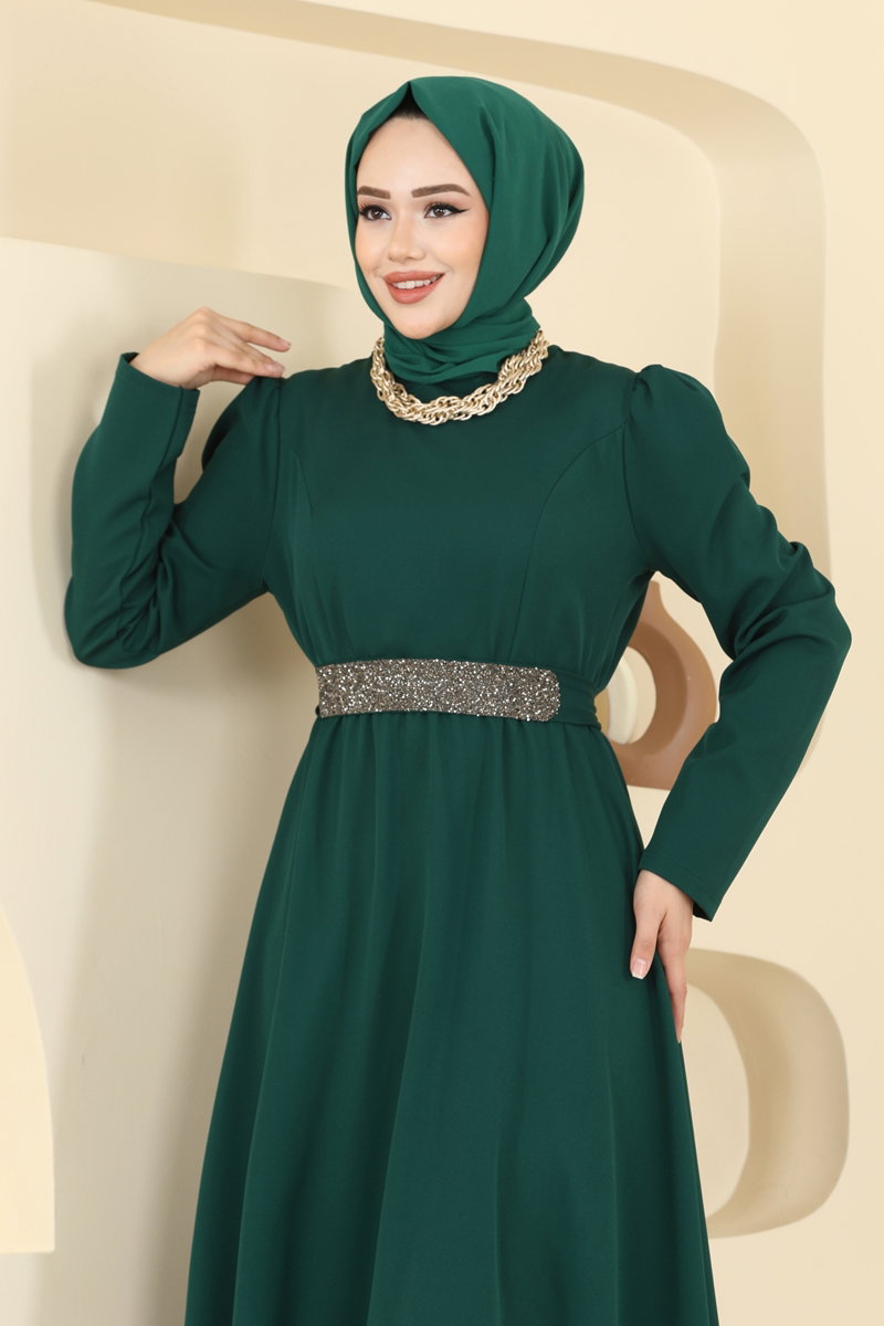 Kemeri Işıltılı Dabıl Elbise 2788SL432 görsel 3
