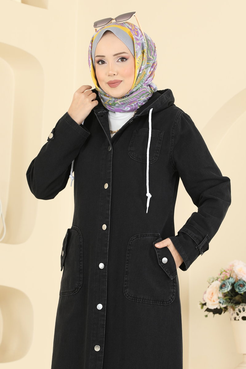 Kapüşonlu Kot Kap 7563ORG1169 görsel 3