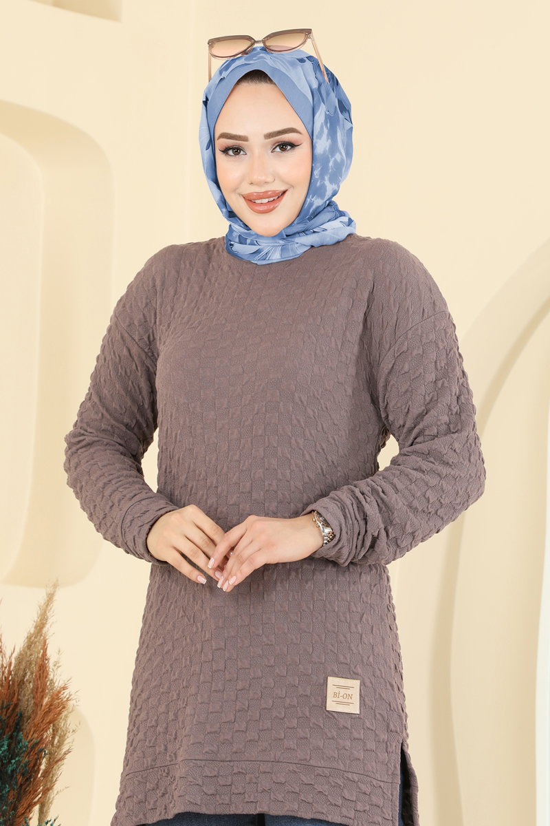 Bisiklet Yaka Bürümcük Tunik 185BO429 görsel 3