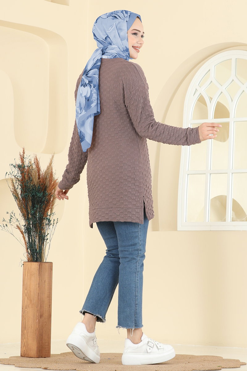 Bisiklet Yaka Bürümcük Tunik 185BO429 görsel 4