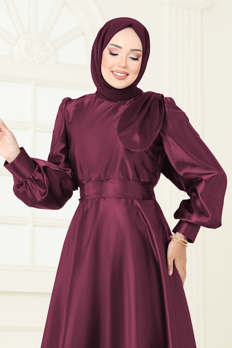 Beli Kuşaklı Saten Abiye 2745ASMK1074