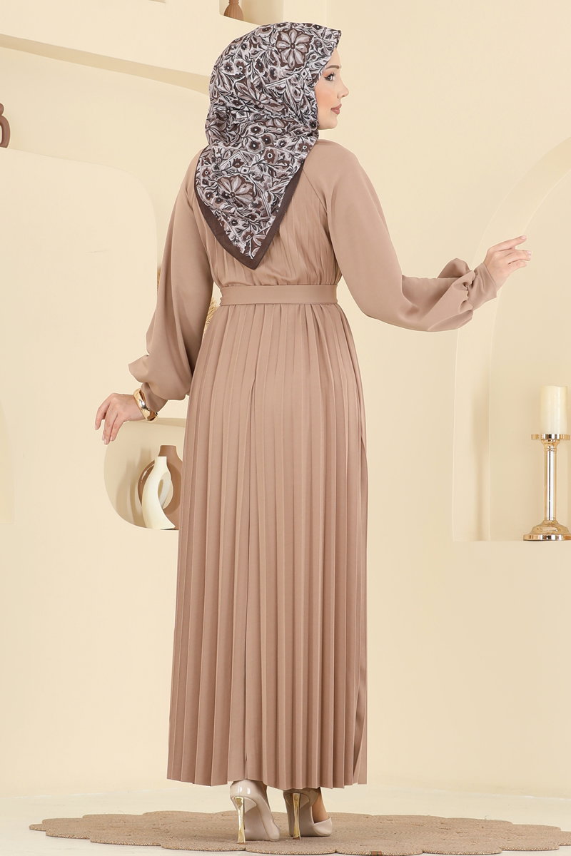 Pilise Detay Kuşaklı Elbise 5733EDF311 görsel 4