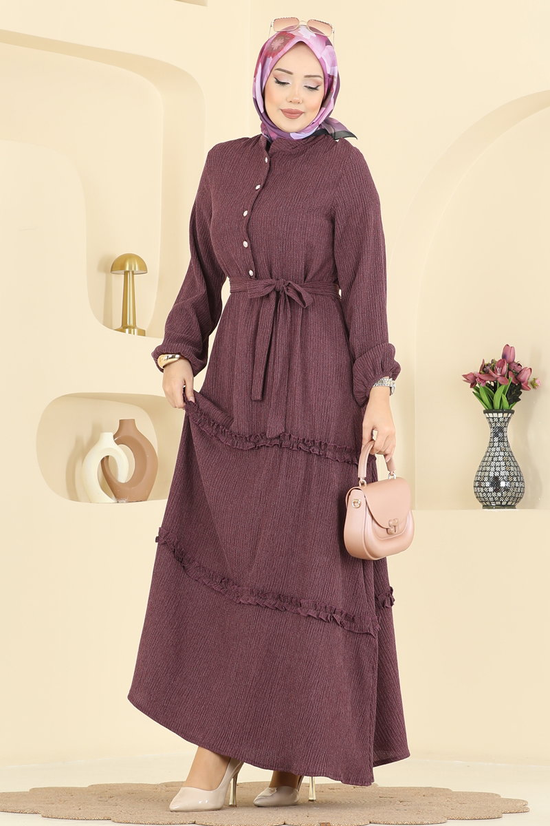 Eteği Fırfır Detaylı Elbise 3322BLU797 görsel 3