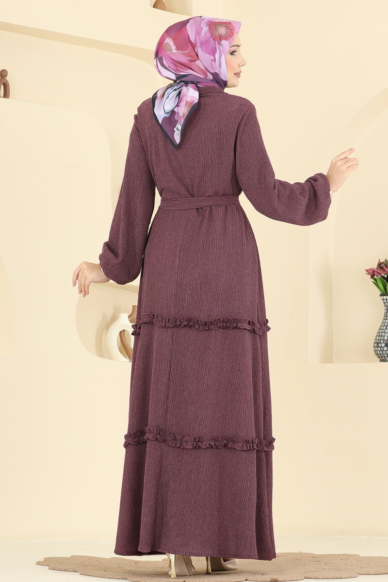 Eteği Fırfır Detaylı Elbise 3322BLU797 görsel 4