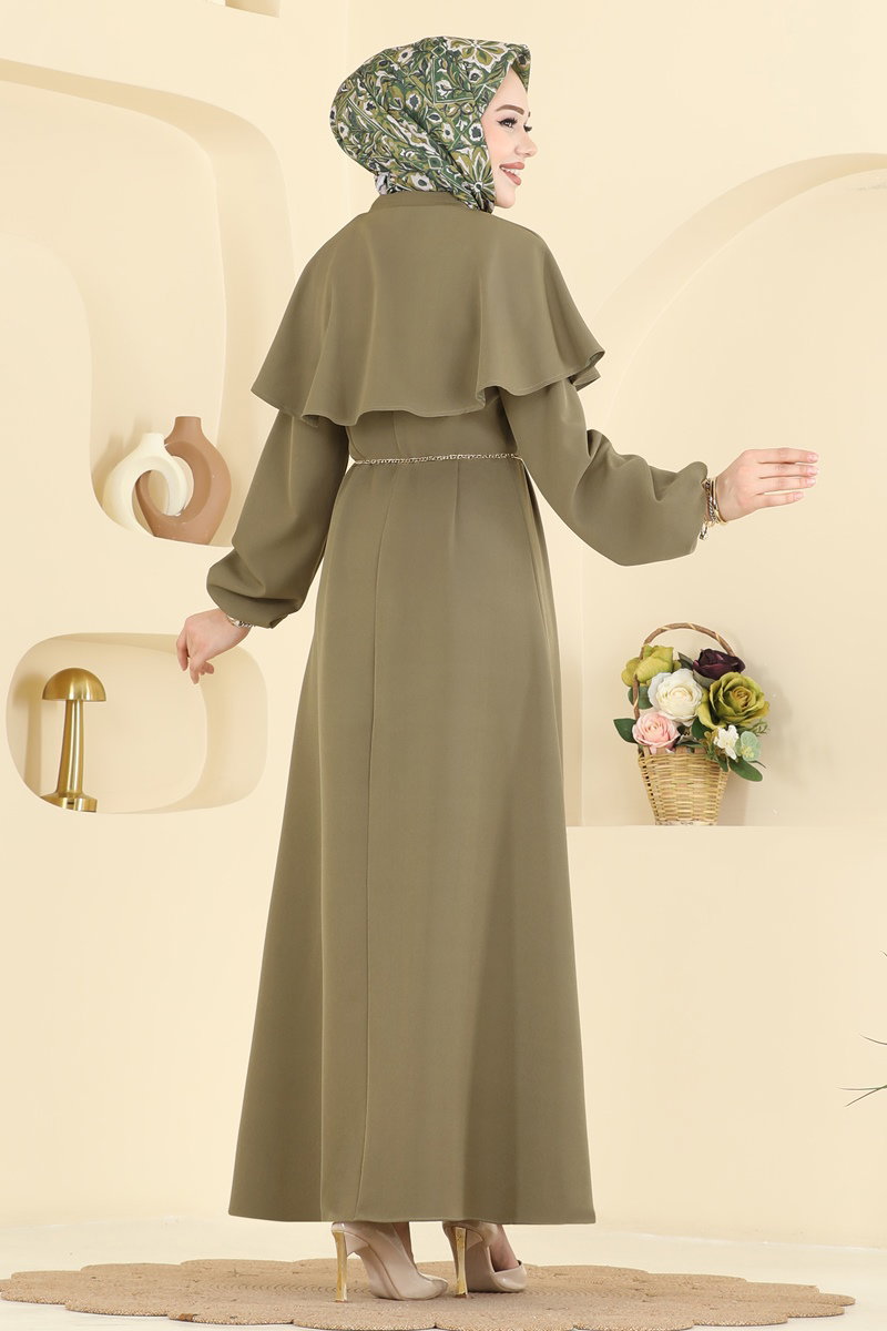 Pelerin Detaylı Dabıl Elbise 875ART1138 görsel 4