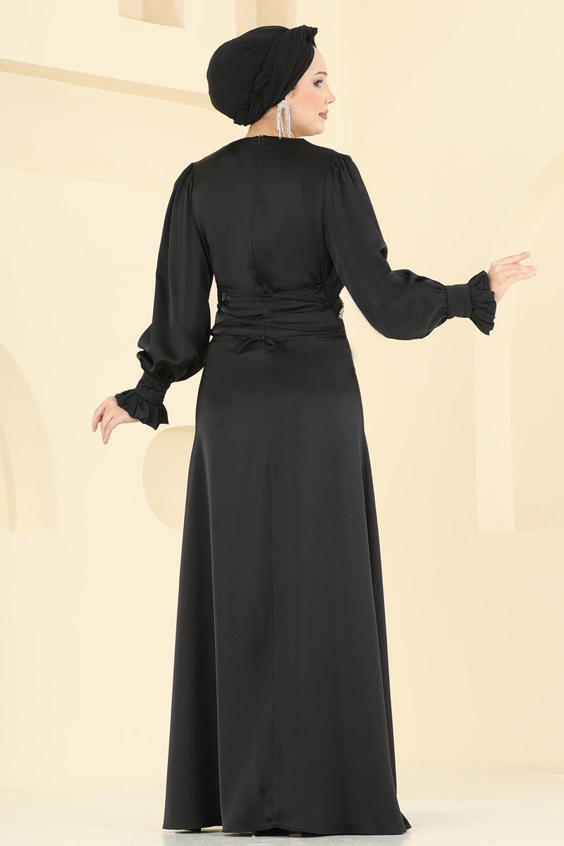 Beli Taşlı Saten Abiye 6247BSK463 görsel 4