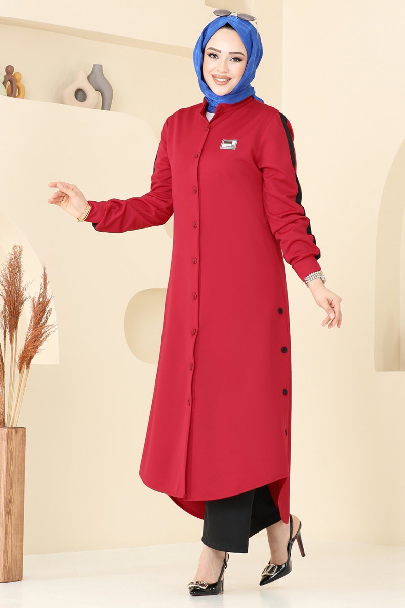 Yırtmaç Düğmeli Tesettür Takım 2608SL432 görsel 3