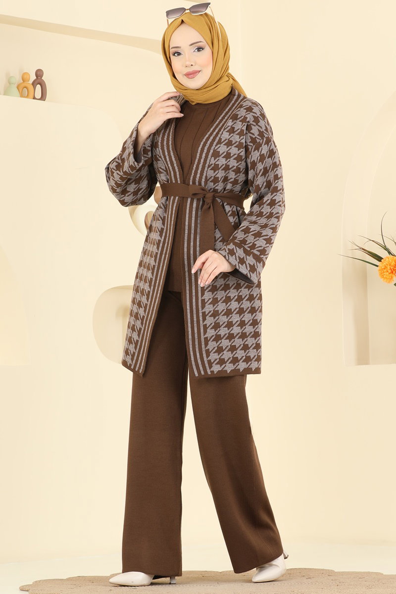 Kuşak Detaylı Üçlü Takım 2893KLB1050