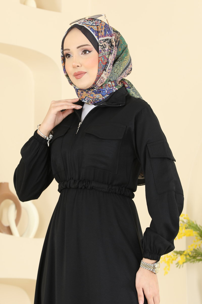 Beli Kemerli Tesettür Elbise 15900OLA1188 görsel 3