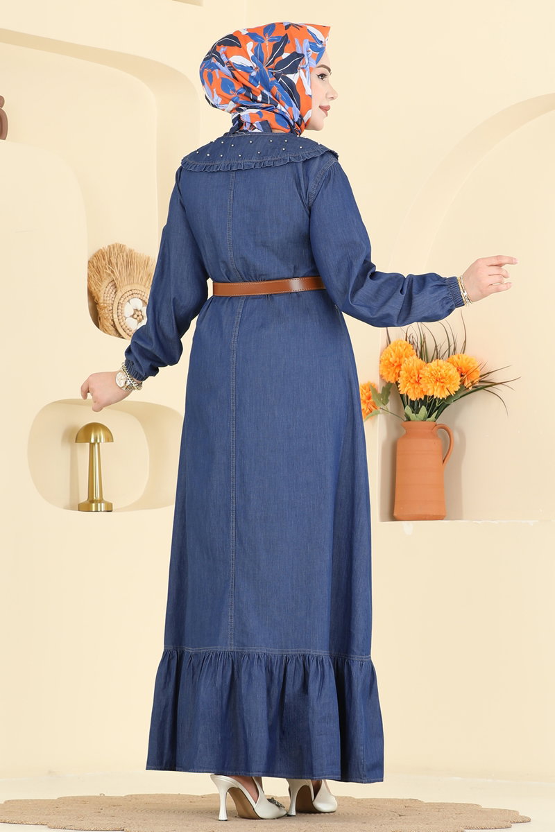 Taş Detaylı Bebe Yaka Elbise 6141ORG1169 görsel 4
