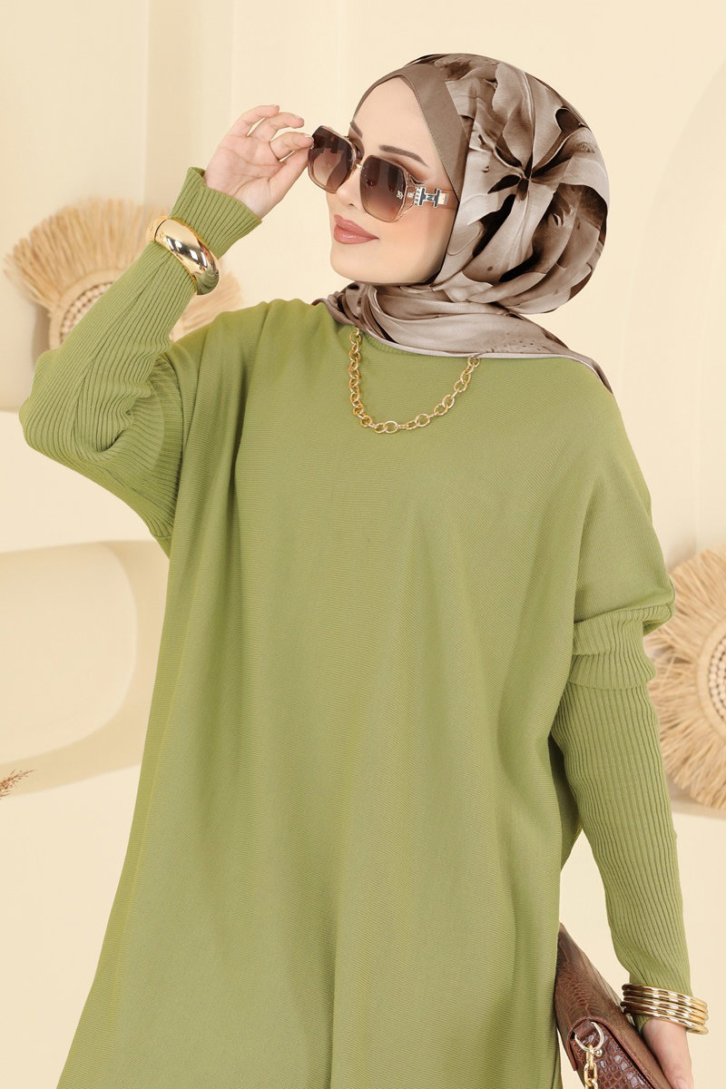 Kolları Fitilli Triko Tunik 2096UZ662 görsel 3