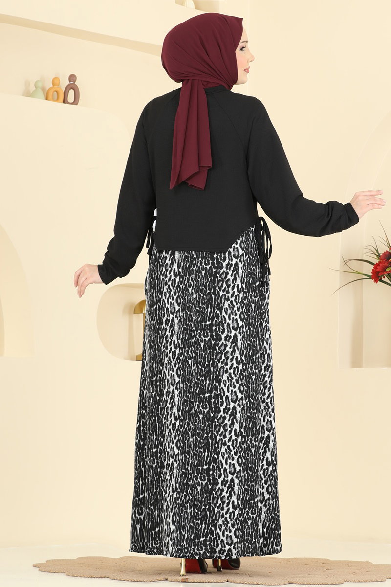 Leopar Etekli Bürümcük Elbise 7153ERK1158 görsel 4