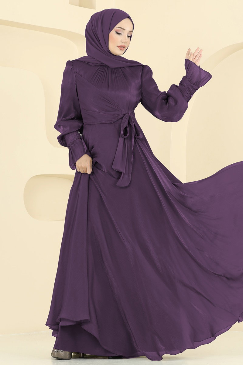 Manşeti Düğmeli Organze Abiye 2826ELC1143 görsel 3
