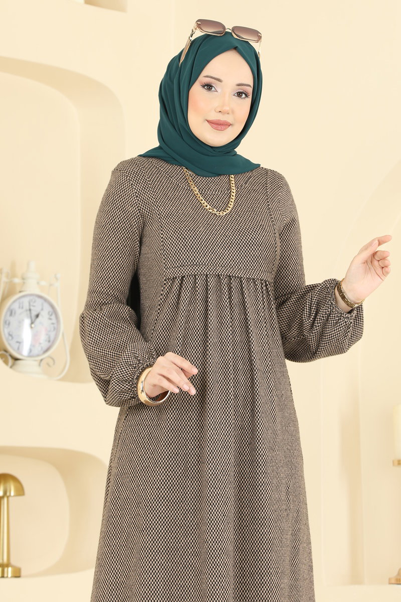 Pili Detaylı Örme Elbise 24086UKBK1160 görsel 3