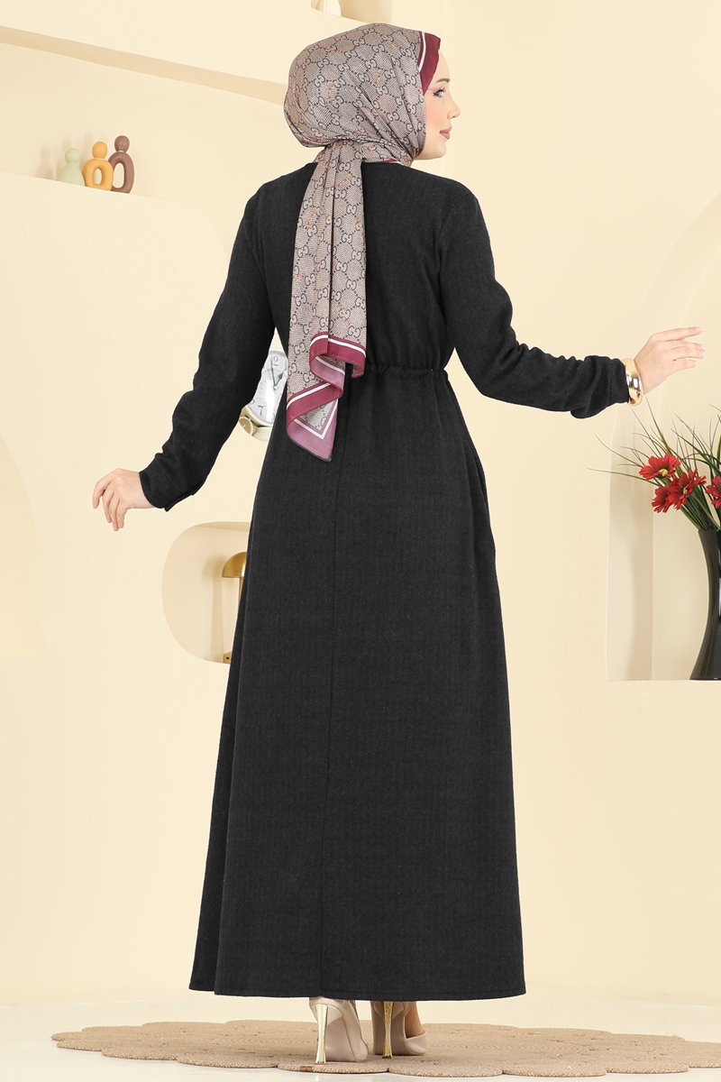 Beli Tünelli Balıksırtı Elbise 24090UKBK1160 görsel 4
