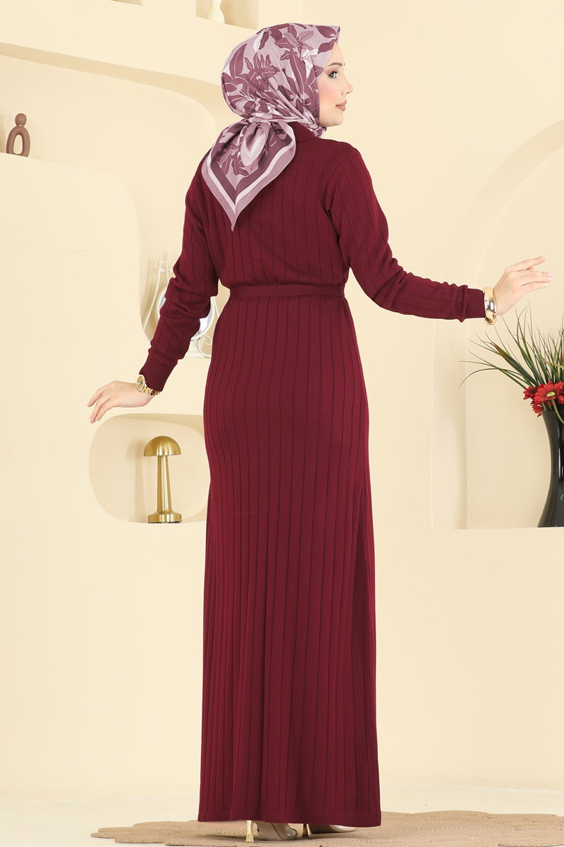 Yarım Düğmeli Triko Elbise 0012MT581 görsel 4