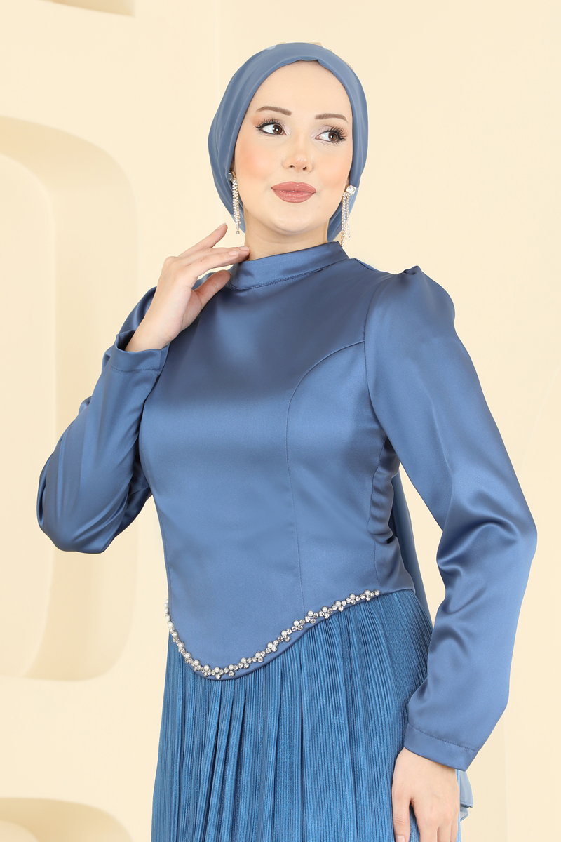 Dökümlü Piliseli Şık Abiye 6281BSK463 görsel 3