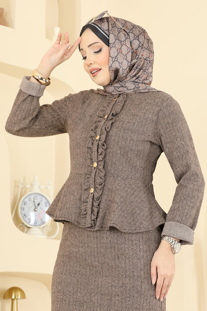 Balıksırtı 2 li Şık Takım 24093UKBK1160 görsel 3