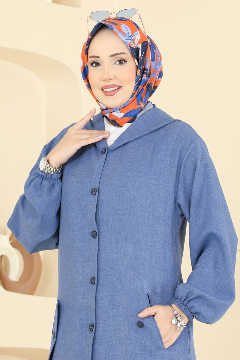 Modern Düğmeli Uzun Kap 3082KTR750 görsel 3