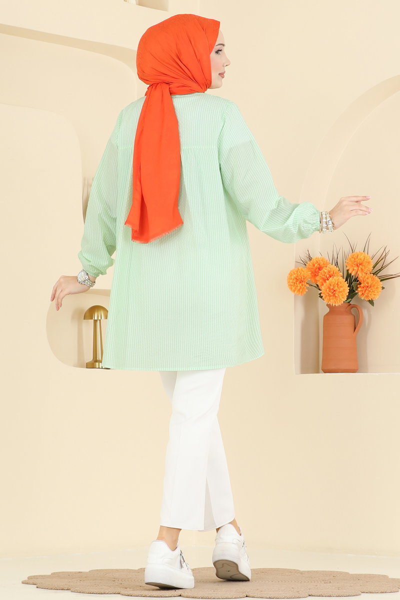 Fırfır Detaylı Çizgili Tunik 026MR1078 görsel 4