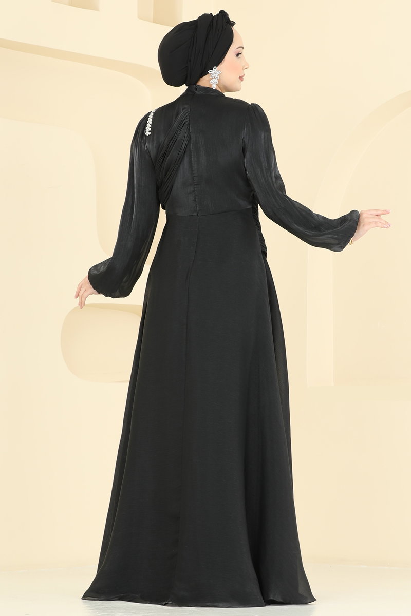 Drape Detaylı Organze Abiye 6379LPN858 görsel 4