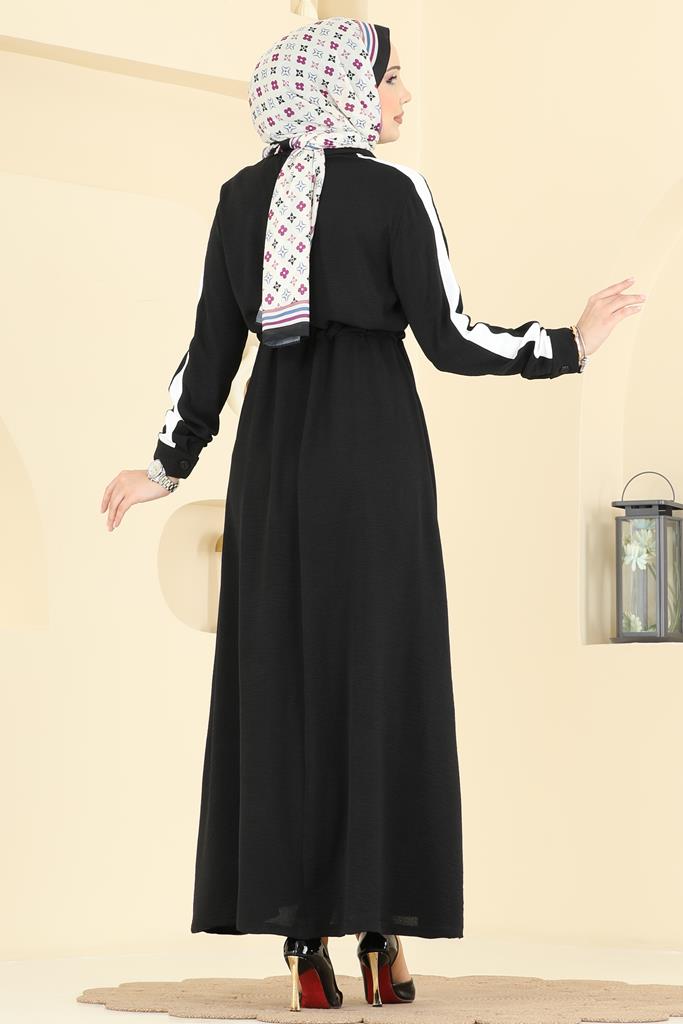Kolları Şerit Detaylı Elbise PL9209 görsel 4