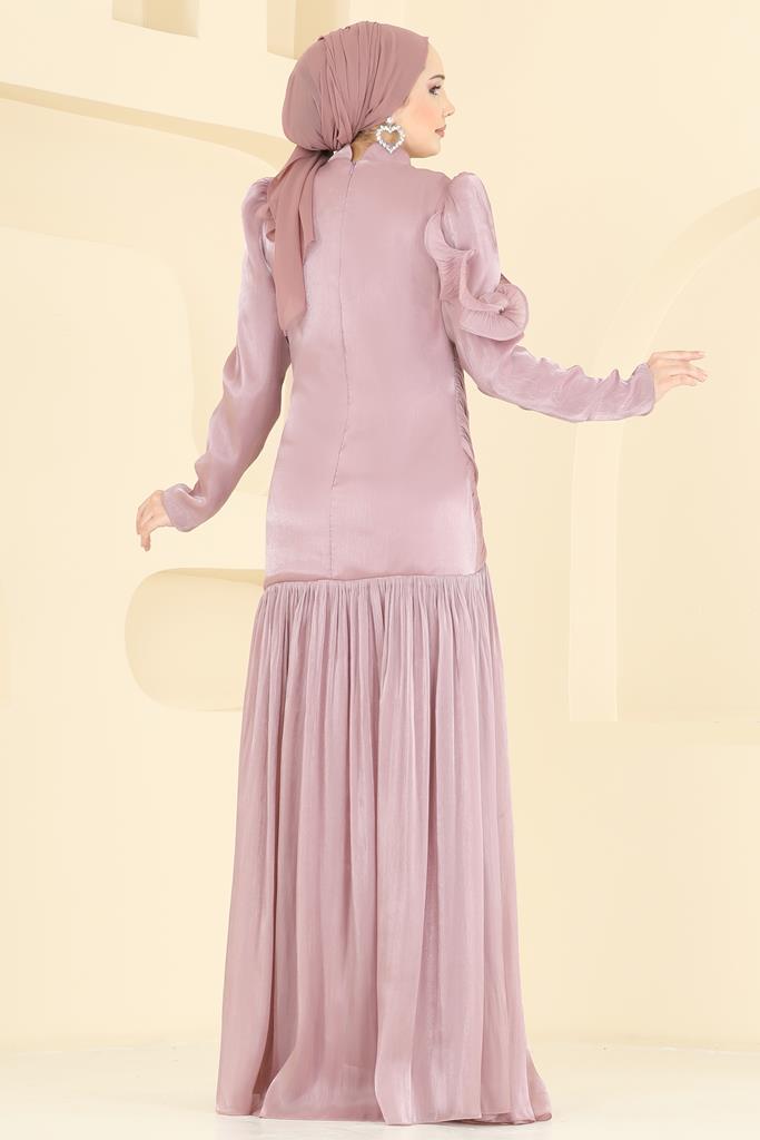 Volan Detaylı Organze Abiye 157D170 görsel 4
