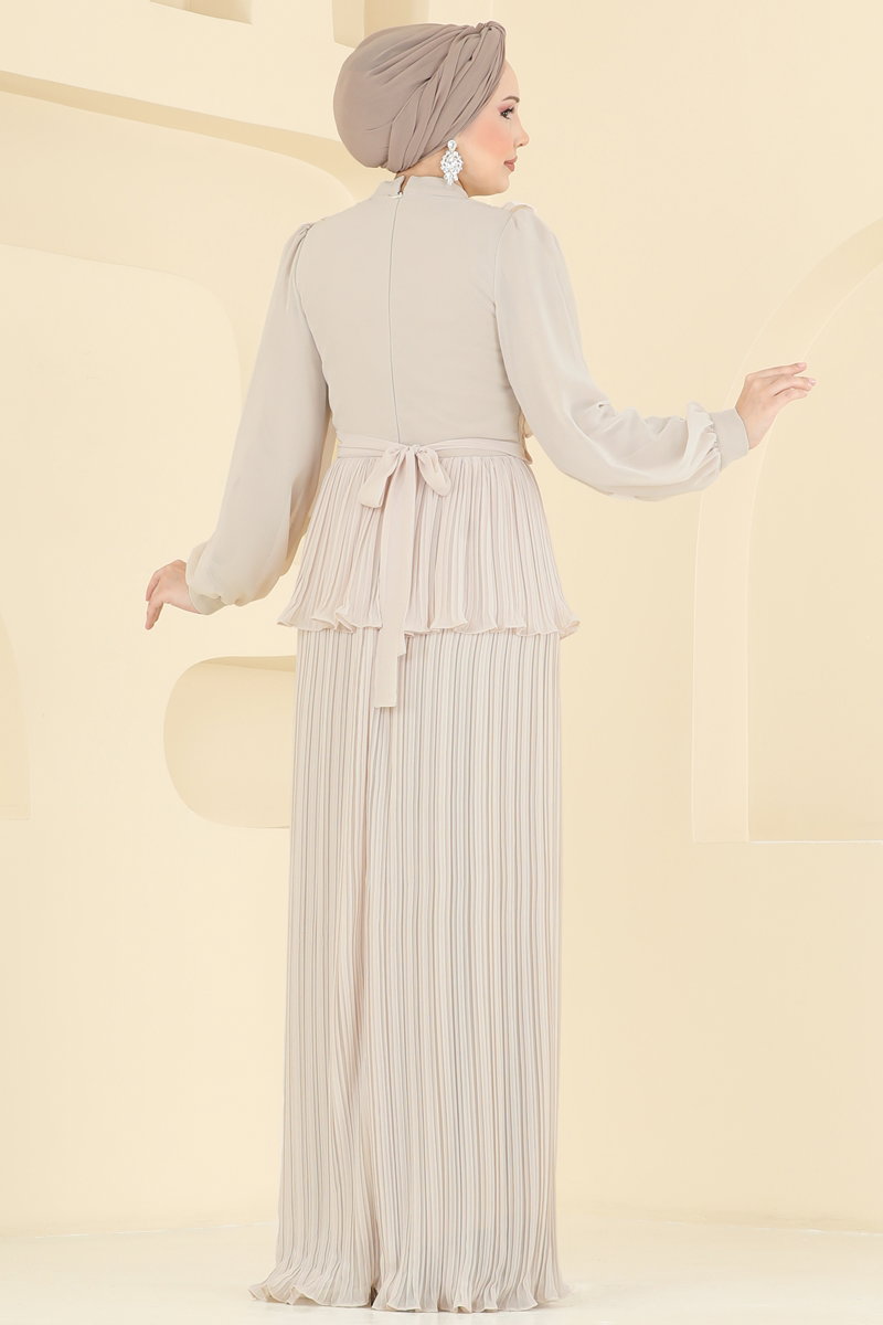 Beli Taşlı Piliseli Abiye 5690DMNK1166 görsel 4