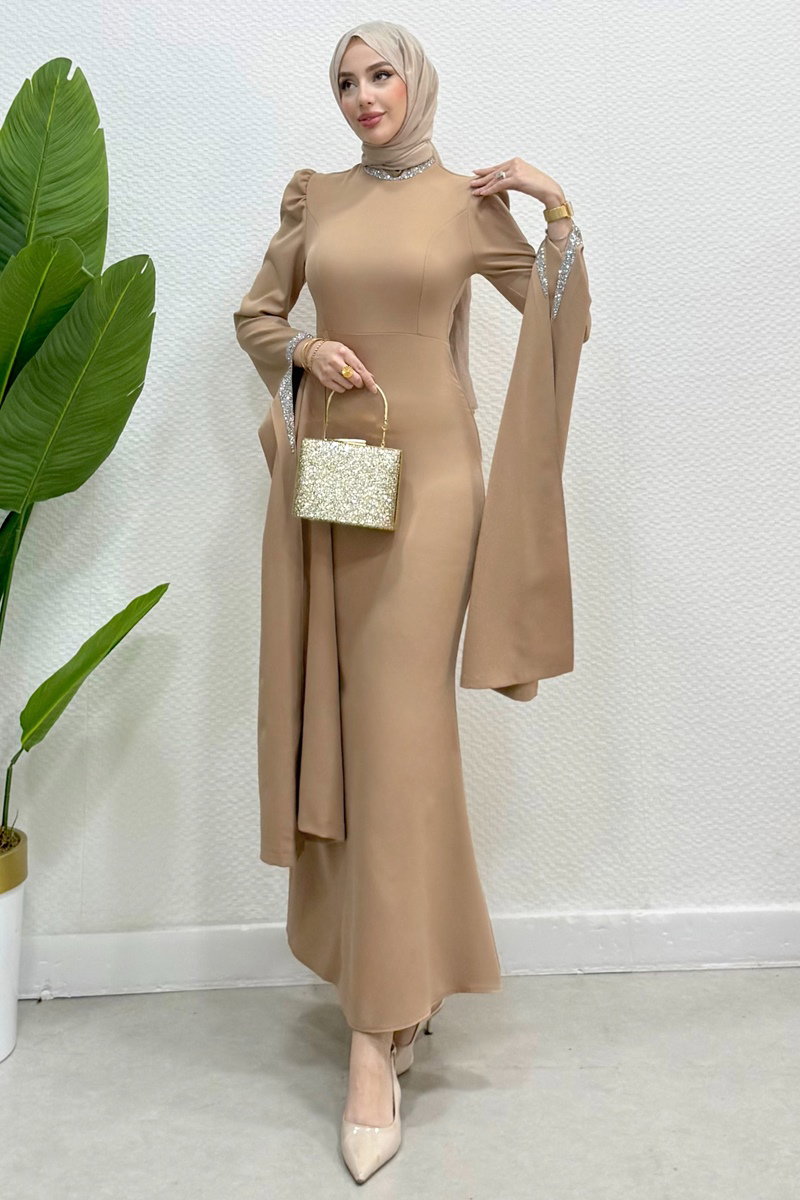 Kristal Taşlı Krep Abiye 4728ALGK1170 görsel 3