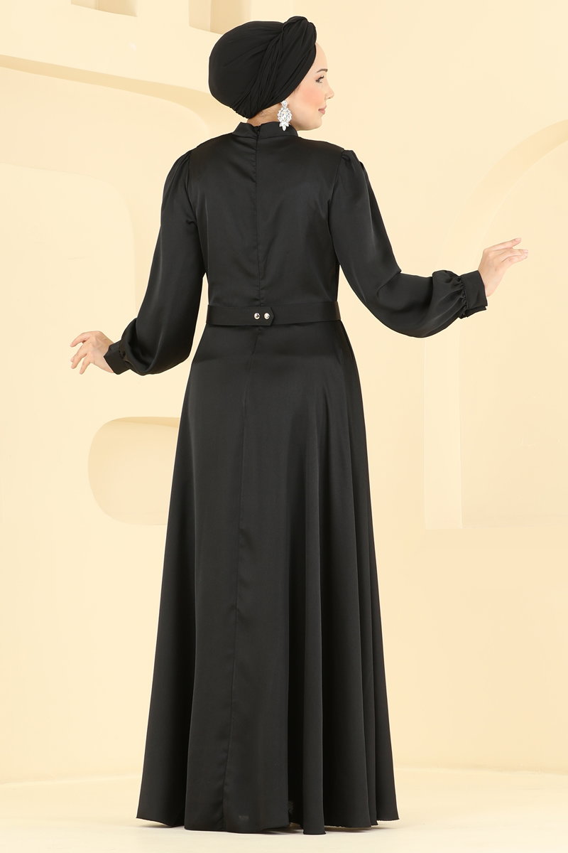 Kemerli Şık Saten Abiye 5821EDFK1198 görsel 4