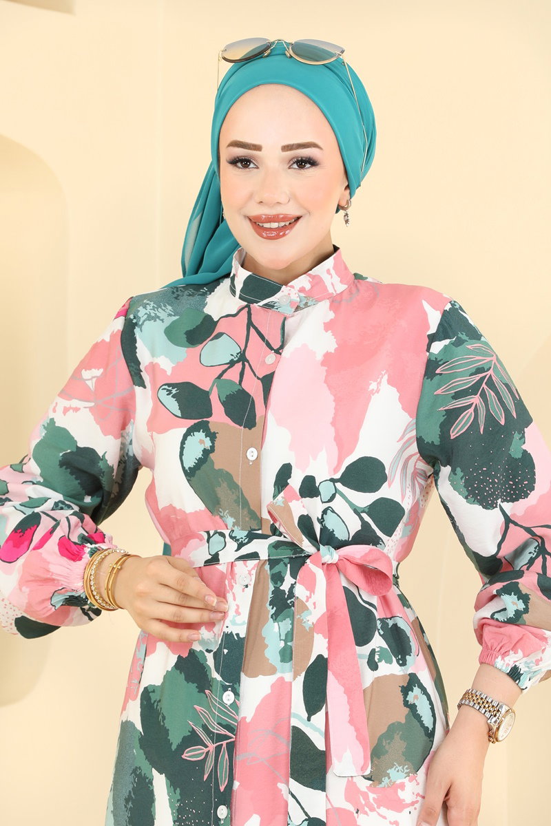 Karışık Desenli Modal Elbise 160NZRK1200 görsel 4