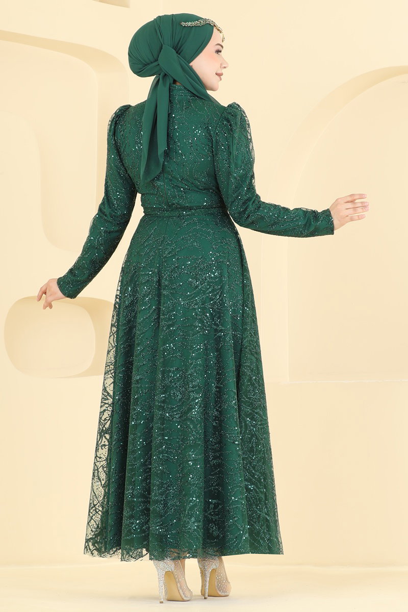 Kuşak Detaylı Şık Abiye 5835EDFK1198 görsel 4