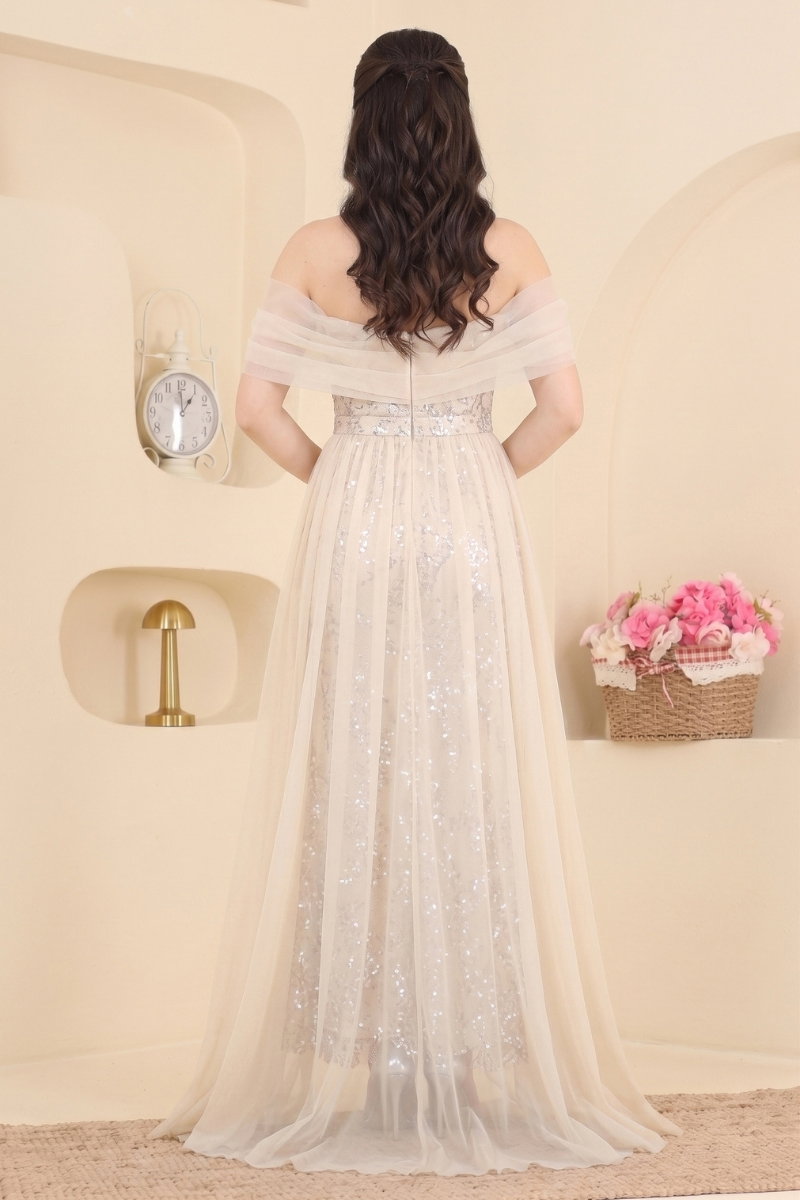 Kuyruk Detaylı Straplez Abiye 236DMNK1166 görsel 4