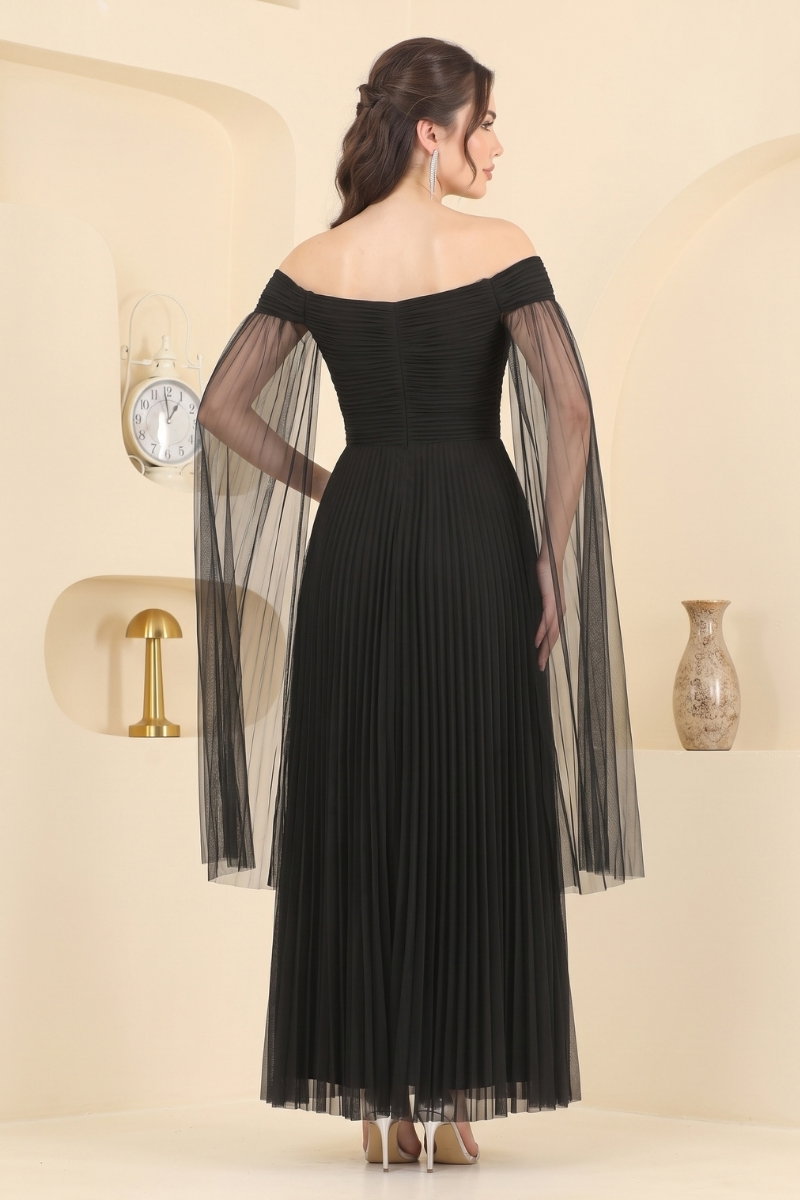 Drape Detay Straplez Abiye 190DMNK1166 görsel 4