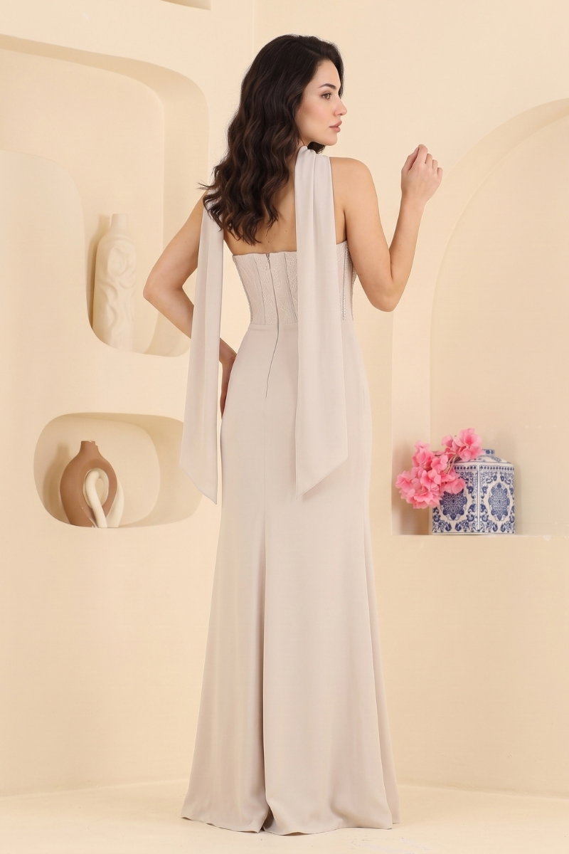 Dantelli Korse Detaylı Abiye 185DMNK1166 görsel 4