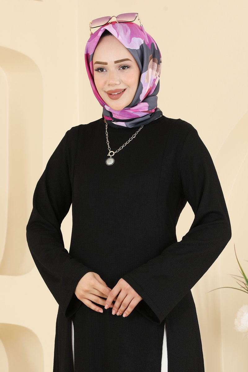 Yırtmaç Detaylı Bürümcük Tunik 0180BG354 görsel 3