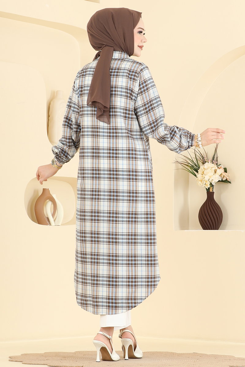 Gömlek Yaka Ekose Tunik 191NZRK1200 görsel 4