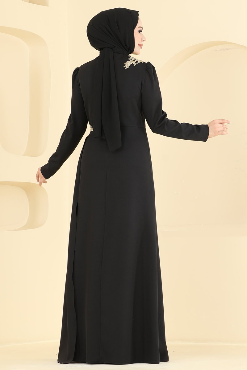 Drapeli Dantel İşleme Abiye ASM2866 görsel 4