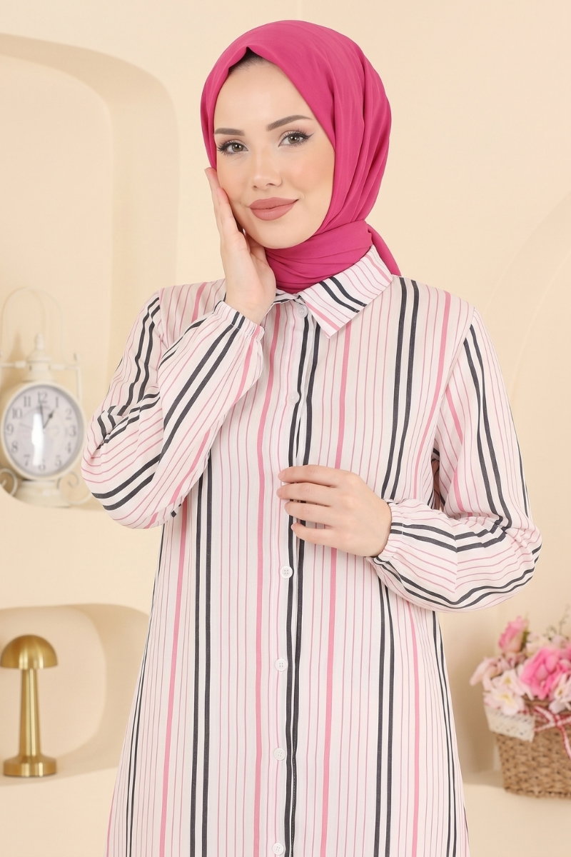 Gömlek Yaka Dokuma Tunik 196NZRK1200 görsel 3
