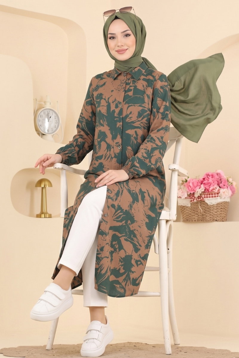 Desenli Uzun Dokuma Tunik 201NZRK1200