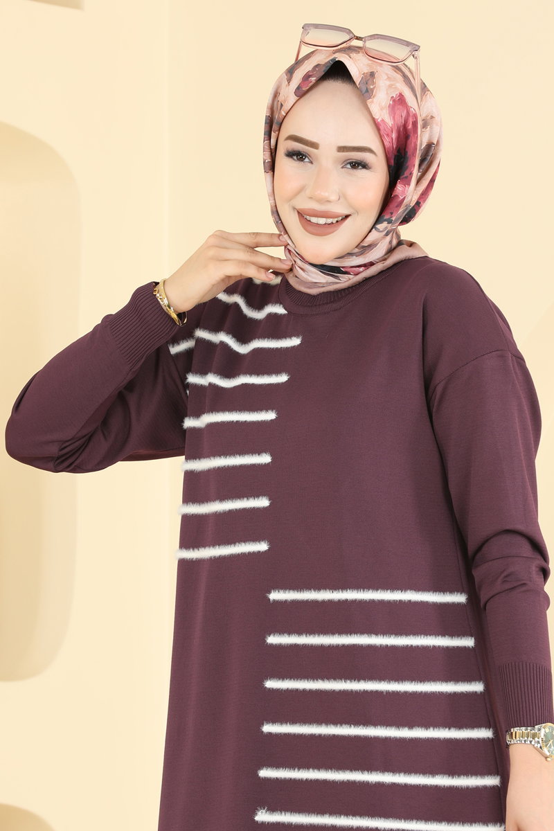 Şerit Detaylı Merserize Tunik 3281NVX1208 görsel 3