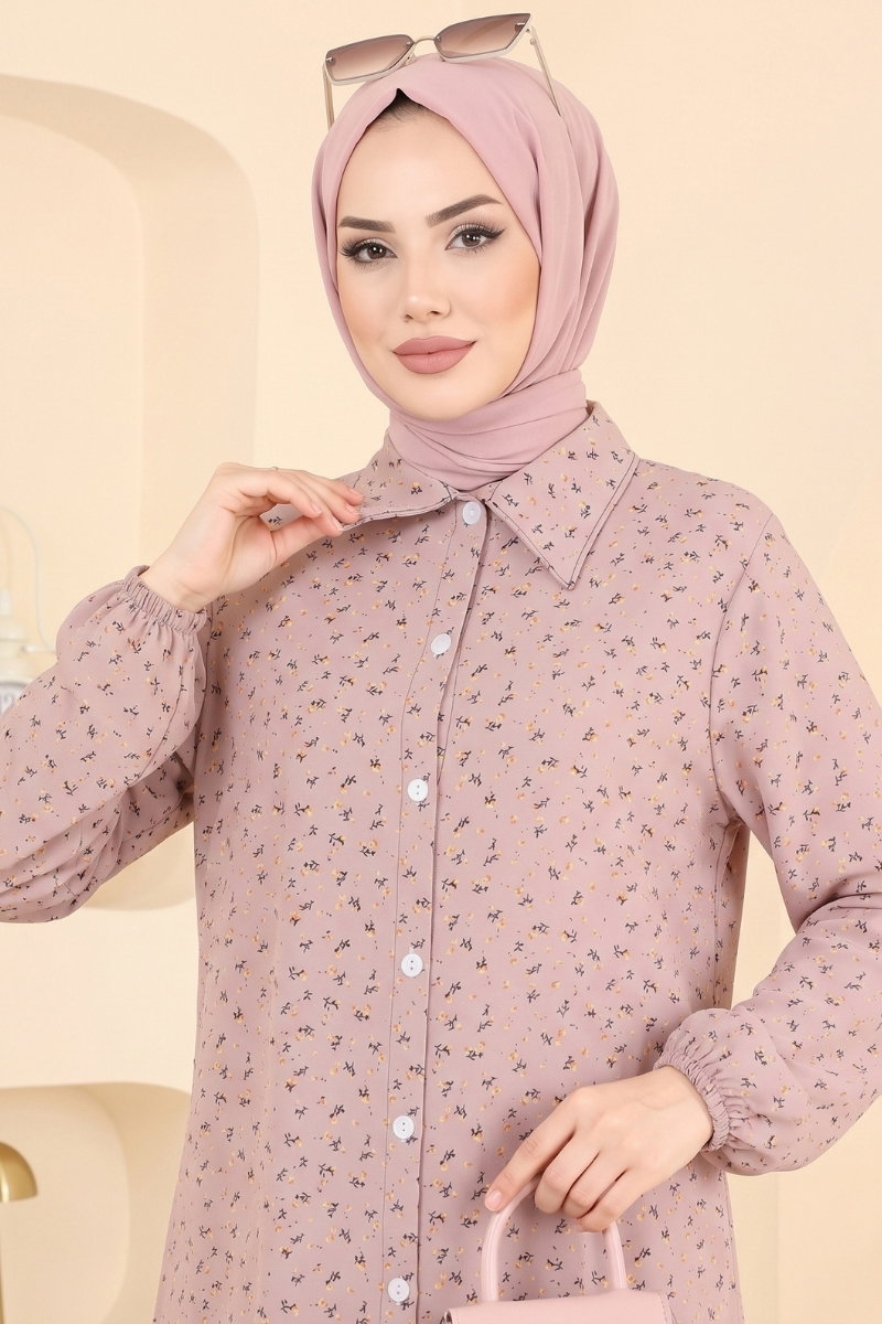 Gömlek Yaka Desenli Tunik 212NZRK1200 görsel 3