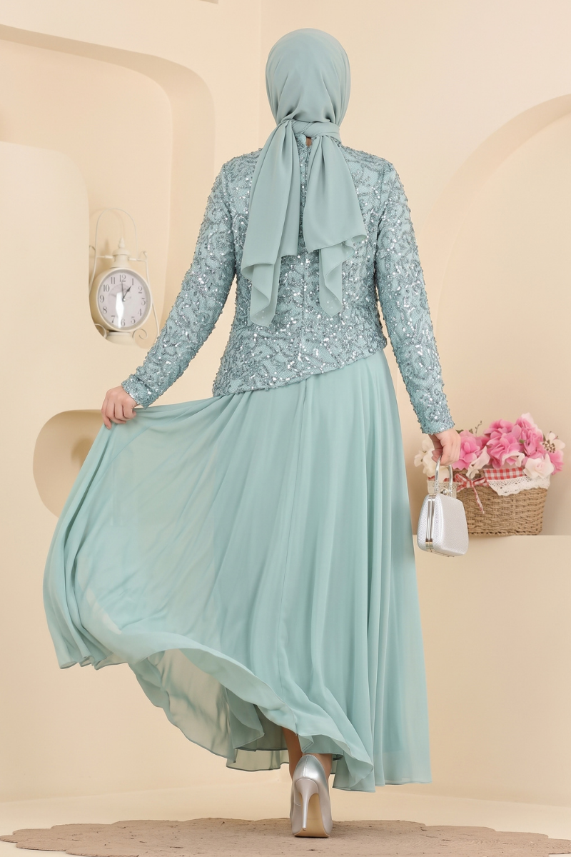 Pul Payet Detaylı Abiye 248DMNK1166 görsel 4