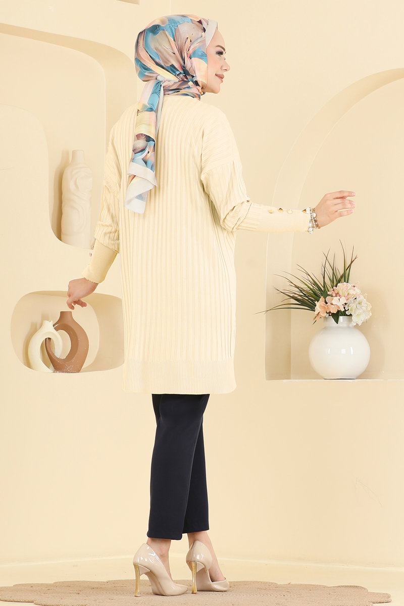 Kolları Düğmeli Merserize Tunik 3170NVX1208 görsel 4