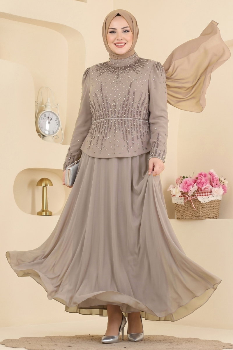 Taş Detaylı Şifon Abiye 5683DMNK1166