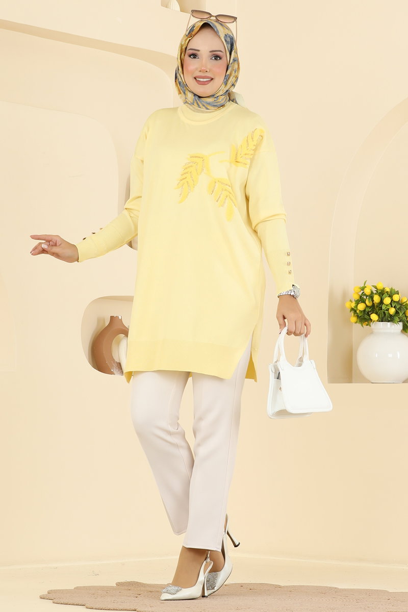 Yaprak Desenli Merserize Tunik 3385NVX1208