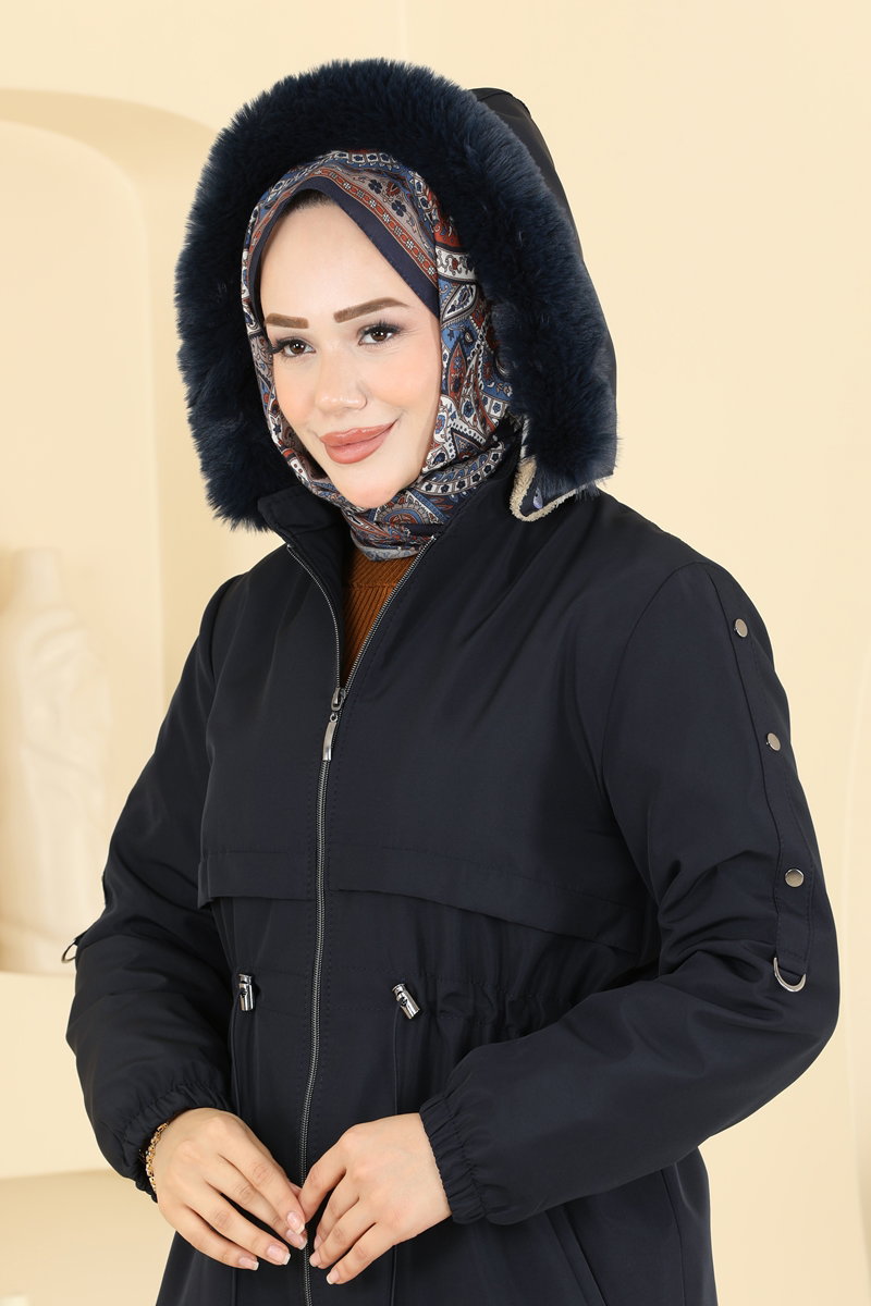 Beli Tünelli İçi Kürklü Kaban 0855MSA980 görsel 3
