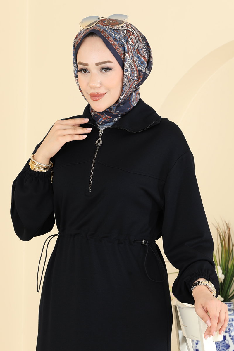 Fermuarlı Belden Büzgülü Elbise 8439AB368 görsel 3