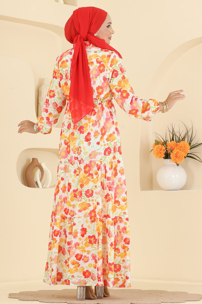 Manşeti Lastikli Kemerli Elbise 226NZRK1200 görsel 4