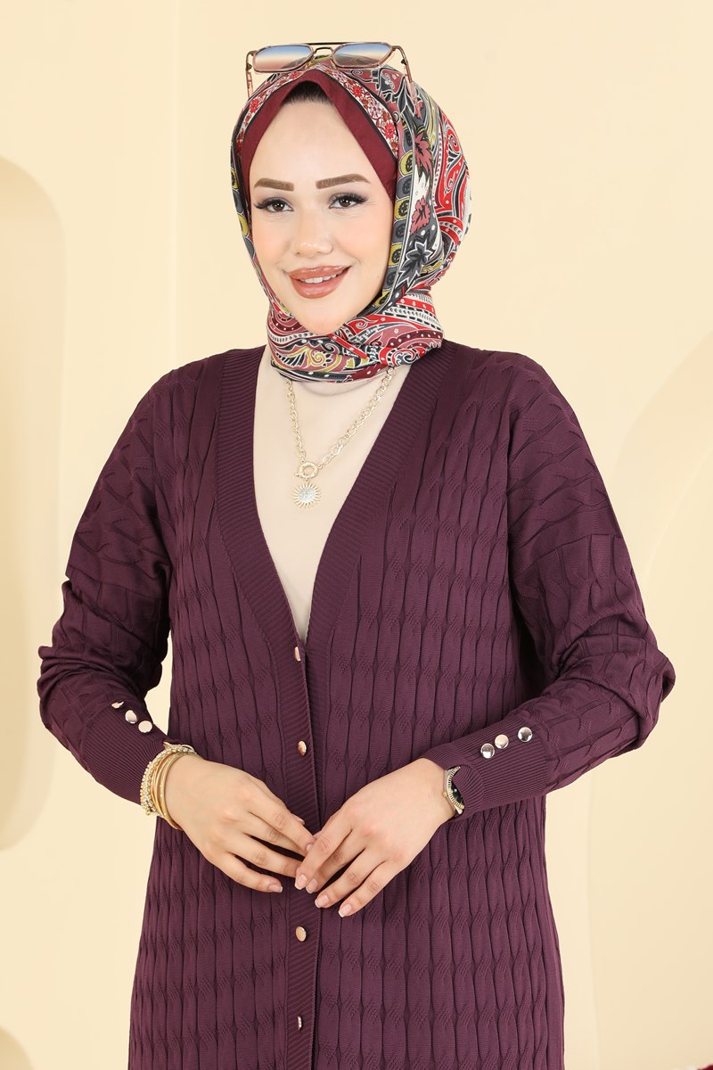 Desenli Merserize Uzun Hırka 3354NVX1208 görsel 3
